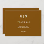Elegant Kastanienbraun Monogram Wedding Vielen Dan Dankeskarte (Vorne/Hinten)