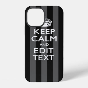 Elegant KEEP CALM AND Ihr Text auf schwarzen Strei iPhone 12 Hülle