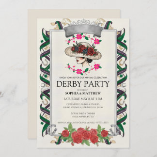 Elegant Kentucky Derby Party Floral Invitation Einladung