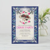 Elegant Kentucky Derby Party Floral Invitation Einladung (Stehend Vorderseite)