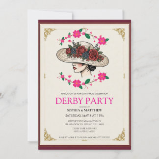 Elegant Kentucky Derby Party Floral Invitation Einladung