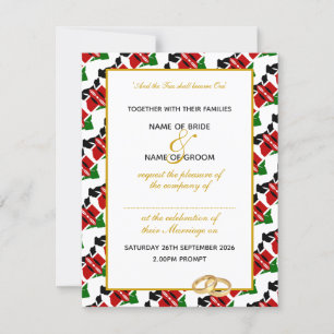 Elegant KENYA FLAG mit Gold Script WEDING Einladung
