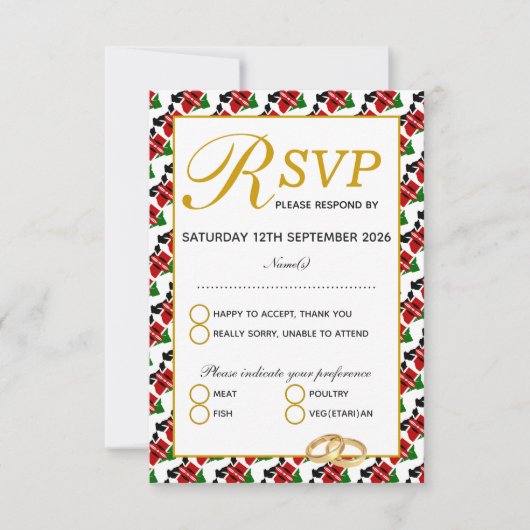 Elegant KENYA Wedding RSVP Response Card (Vorderseite)