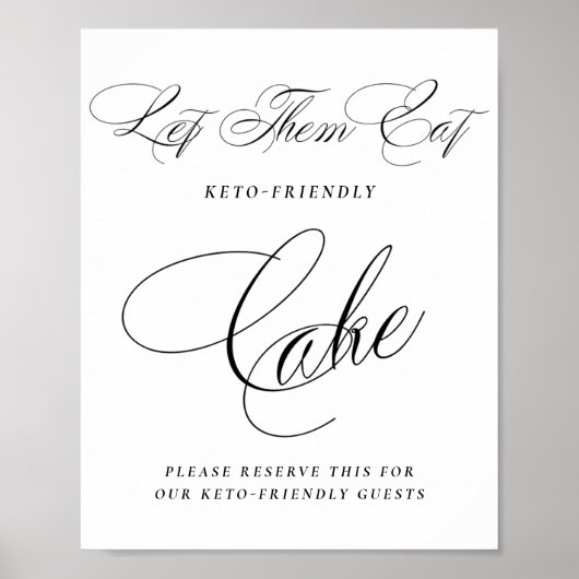 Elegant Keto Friendly Cake Black Calligraphy Poster (Vorne)