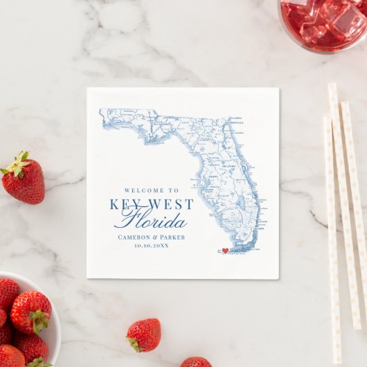 Elegant Key West Florida Map Wedding Serviette (Beispiel)