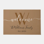 Elegant Khaki Monogram Wedding Name Script Fußmatte (Vorderseite)