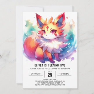 Elegant Kids Fox Geburtstag Einladung