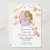 Elegant Kid's Photo Birthday  Printable Invitation Einladung (Vorderseite)