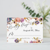 Elegant Kindly Respond Watercolor Boho Floral RSVP Karte (Stehend Vorderseite)