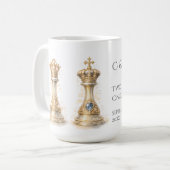 Elegant King Queen Couple Gift Gold Chess Kaffeetasse (Vorderseite Links)