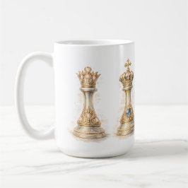 Elegant King Queen Couple Gift Gold Chess Kaffeetasse