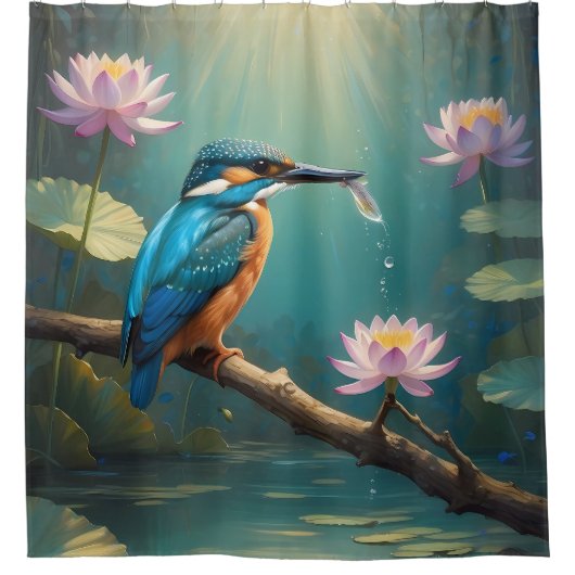 Elegant Kingfisher Bird Duschvorhang (Vorderseite)