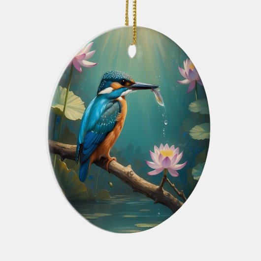 Elegant Kingfisher Bird Keramik Ornament (Rechts)