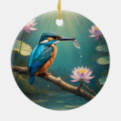 Elegant Kingfisher Bird Keramik Ornament (Hinten)