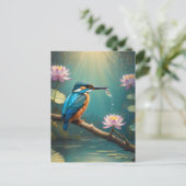 Elegant Kingfisher Bird Postkarte (Stehend Vorderseite)