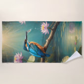 Elegant Kingfisher Bird Strandtuch (Vorderseite)