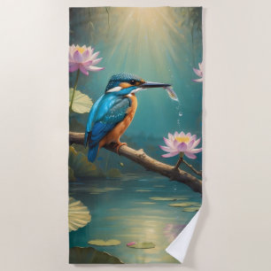 Elegant Kingfisher Bird Strandtuch
