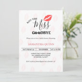 Elegant Kiss Miss Goodbye Red Lips Brautparty Einladung (Stehend Vorderseite)
