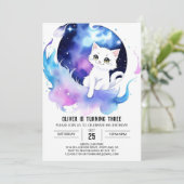 Elegant Kitty Magical Birthday Einladung (Stehend Vorderseite)