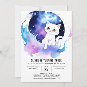Elegant Kitty Magical Birthday Einladung