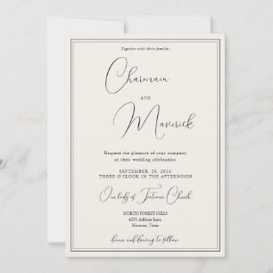 Elegant Klassisch Beige Hochzeit  Einladung