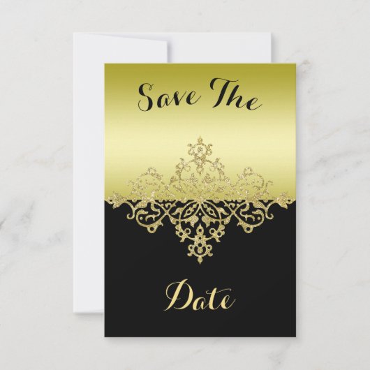 Elegant, klassisch Gold und schwarz Save the Date (Vorderseite)