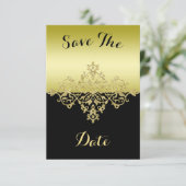 Elegant, klassisch Gold und schwarz Save the Date (Stehend Vorderseite)