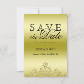 Elegant, klassisch Gold und schwarz Save the Date (Rückseite)