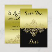 Elegant, klassisch Gold und schwarz Save the Date (Vorne/Hinten)