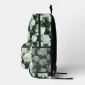 Elegant klassisch grün botanisch weiß Blüte Bedruckter Rucksack (Rechts)