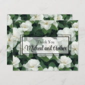 Elegant klassisch grün botanisch weiß Blüte Dankeskarte (Vorne/Hinten)