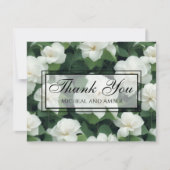 Elegant klassisch grün botanisch weiß Blüte Dankeskarte (Vorderseite)