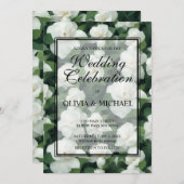 Elegant klassisch grün botanisch weiß Blüte Einladung (Vorne/Hinten)