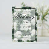 Elegant klassisch grün botanisch weiß Blüte Einladung (Stehend Vorderseite)