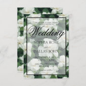 Elegant klassisch grün botanisch weiß Blüte Einladung (Vorne/Hinten)