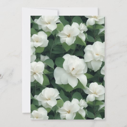 Elegant klassisch grün botanisch weiß Blüte Einladung (Rückseite)