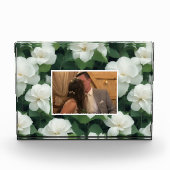 Elegant klassisch grün botanisch weiß Blüte Fotoblock (Vorderseite)