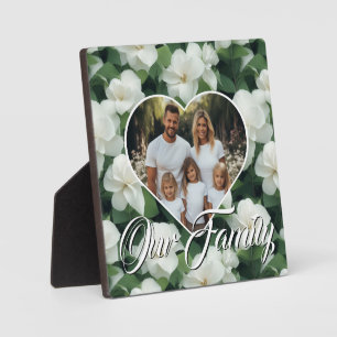 Elegant klassisch grün botanisch weiß Blüte Fotoplatte