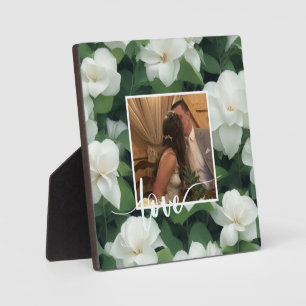 Elegant klassisch grün botanisch weiß Blüte Fotoplatte