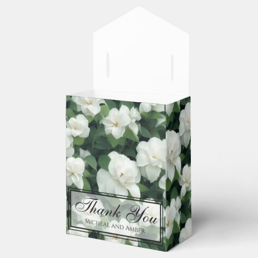 Elegant klassisch grün botanisch weiß Blüte Geschenkschachtel (Geöffnet)