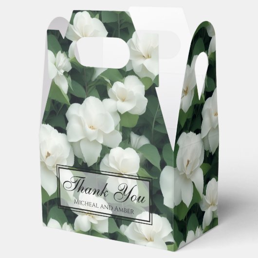 Elegant klassisch grün botanisch weiß Blüte Geschenkschachtel (Geöffnet)