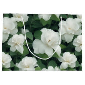 Elegant klassisch grün botanisch weiß Blüte Große Geschenktüte (Rückseite)
