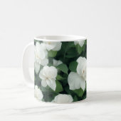 Elegant klassisch grün botanisch weiß Blüte Kaffeetasse (Vorderseite Links)