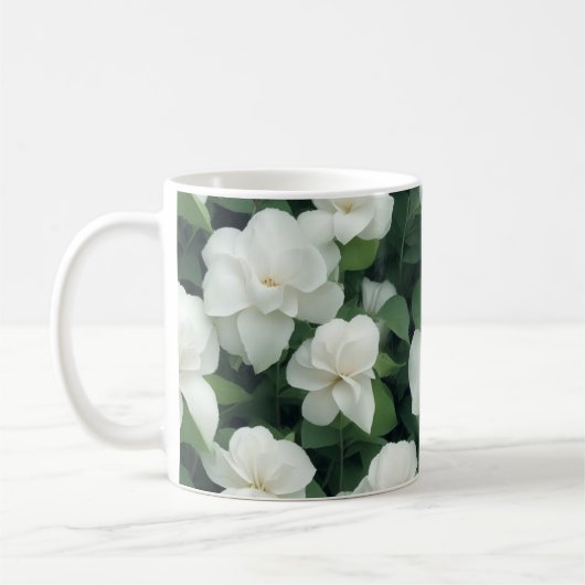 Elegant klassisch grün botanisch weiß Blüte Kaffeetasse (Links)