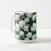 Elegant klassisch grün botanisch weiß Blüte Kaffeetasse (Vorderseite Links)