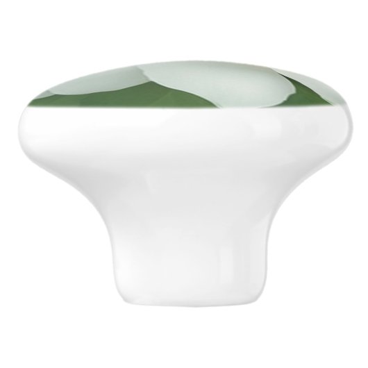 Elegant klassisch grün botanisch weiß Blüte Keramikknauf (Seitenansicht)