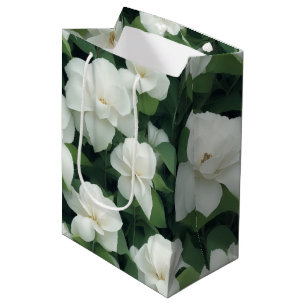 Elegant klassisch grün botanisch weiß Blüte Mittlere Geschenktüte