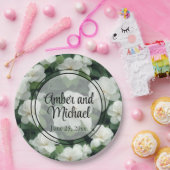 Elegant klassisch grün botanisch weiß Blüte Pappteller (Party)