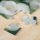 Elegant klassisch grün botanisch weiß Blüte Puzzle (Seite)