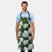 Elegant klassisch grün botanisch weiß Blüte Schürze (Getragen)